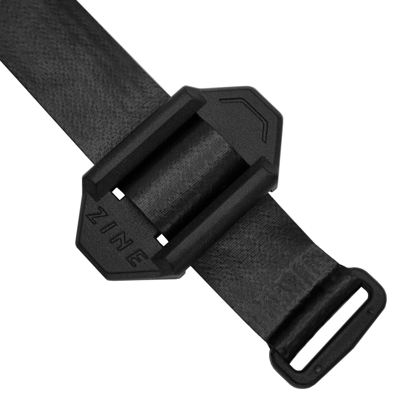 ZINE Tube Cage Accessory Mount with strap top view for Canyon frames, low-profile design for integrated frame storage.